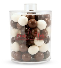 Custom Acrylic Gift Cylinder Filled with Malt Balls
