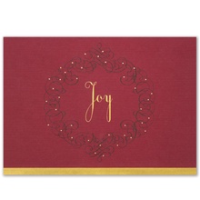 Premium Burgundy Joy Wreath Holiday Card