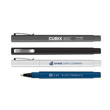 Cubix - Square Barrel Rubberized Ball Point Pen with Metal Clip