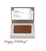 Silver Chocolate Business Card Box-Happy Holidays