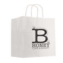Kraft Paper White Shopping Bag - 10"x 10"