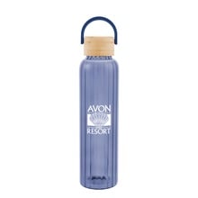 20 Oz. Ribbed Borosilicate Glass Bottle With Bamboo Lid