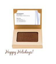 Gold Chocolate Business Card Box-Happy Holidays