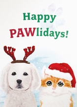 Premium "Happy Pawlidays" Holiday Greeting Card