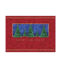 Holiday Trees Starry Night Greeting Card