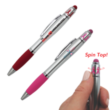 Ribbon Spin Top Pen with Stylus-Full Color