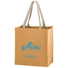TSUNAMI Washable Kraft Paper Grocery Tote Bag with Web Handle - 12" x 8" x 13"