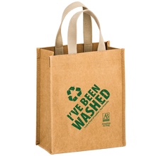 CYCLONE Washable Kraft Paper Tote Bag with Web Handle - 8" x 5" x 10"