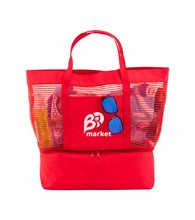 2 In 1 Striped Mesh Beach Bag Cooler