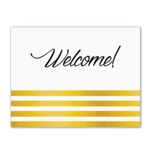 Welcome Greeting Card-Gold/White Stripes