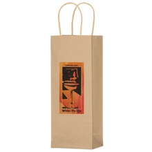 Natural Kraft Twisted Paper Handle Wine Bag -  5.75" x 3.5"  x 12.5"