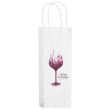 White Kraft Twisted Paper Handle Wine Bag - 5.75" x 3.5"  x 12.5"