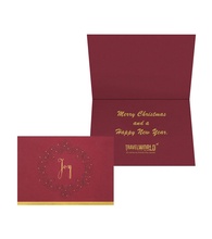 Premium Burgundy Joy Wreath Holiday Card