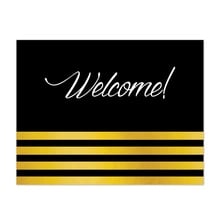 Welcome Greeting Card-Gold/Black Stripes