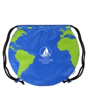Recycled Polyester Globe Earth Drawstring Bag