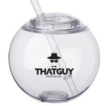 Moran 15 oz Plastic Cocktail Ball with Straw