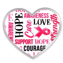 Breast Cancer Heart Words Lapel Pin