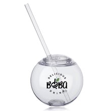 Moran 15 oz Plastic Cocktail Ball with Straw
