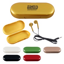 Metallic Wired Earbuds With Clamshell Case