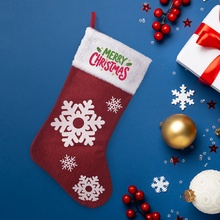 18" Red Snowflake Christmas Stocking with White Trim