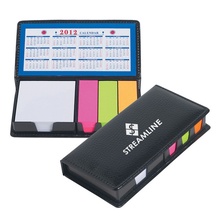 Leather Look Case of Sticky Notes with Calendar