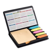 Leatherette Flip-Top Calendar Box with Sticky Sheets and Flags