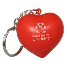 Imprinted Heart Stress Ball Key Chains