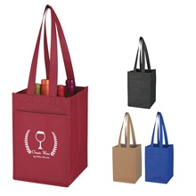 Non-Woven 4 Bottle Personalized Wine Tote Bag