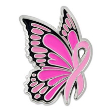 Pink Ribbon Butterfly Lapel Pin