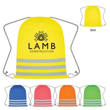 Reflective Safety Drawstring Bag with Custom Imprint