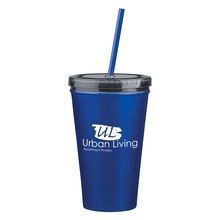 Stainless Steel Custom 16 oz. Double Wall Tumbler & Straw
