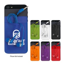 Stretch Phone Customized Card Sleeve with Ear Buds