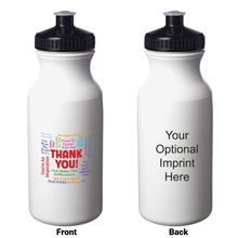 Thank You Word Cloud 20 oz. Water Bottles (with optional personalization)