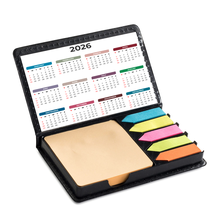 Leatherette Flip-Top Calendar Box with Sticky Sheets and Flags