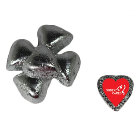 Foil Wrapped Chocolate Hearts with Custom Label