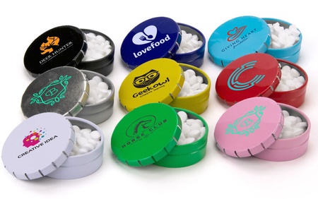 Small Round Clicker Tin of Mints