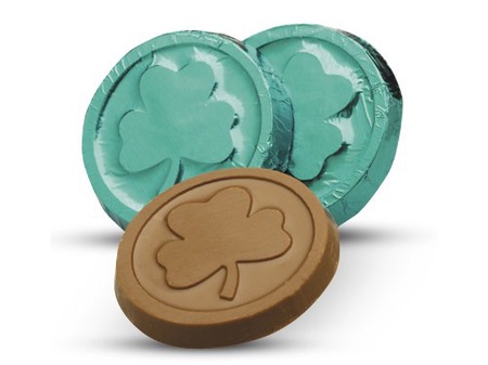 St. Patrick's Shamrock Chocolate Green Foil Coin