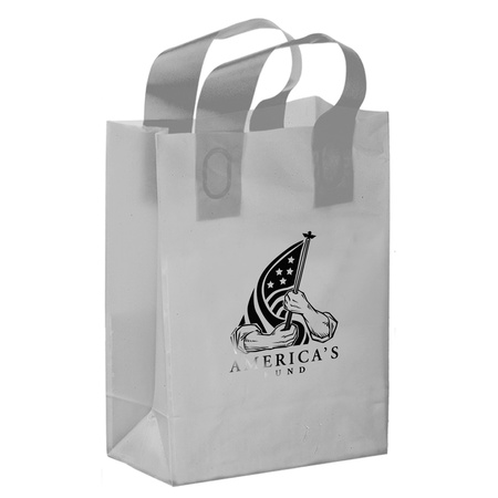 Color Frosted 8" x 4" x 11" Logo Shopper Bags