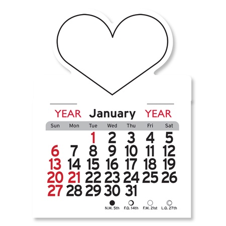 Adhesive Peel-N-Stick Heart Shape 2023 Calendars