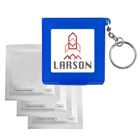 Antiseptic Wipes in Imprinted Carrying Case Keychain