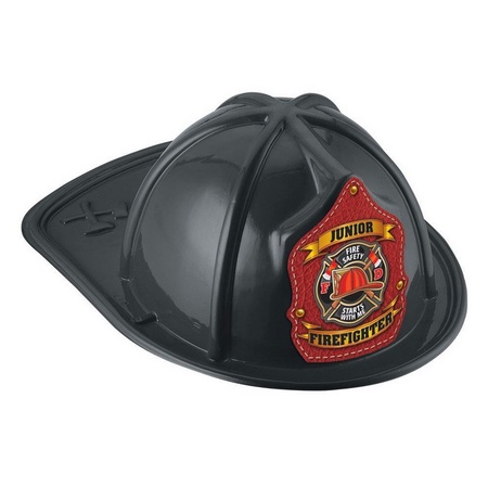 Black Junior Firefighter Plastic Hats