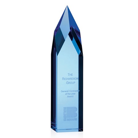 Custom Etched Blue Ice Pillar Award