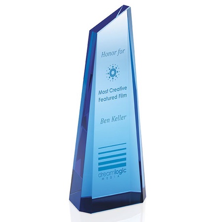 Custom Etched Blue Tower Award