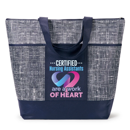 Certified Nursing Assistants Are a Work of Heart Non-Woven Zippered Tote Bag