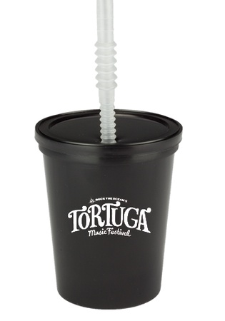 Custom 16 oz. Plastic Stadium Cups with Lid & Straw