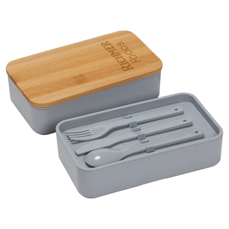 Double Decker Lunch Box with Bamboo Lid & Utensils