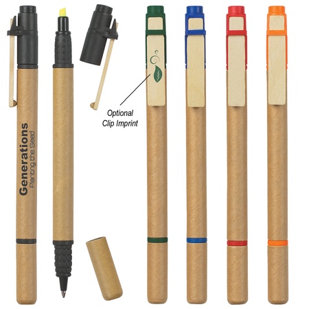 Eco-Friendly Dual Function Logo Pen/Highlighter