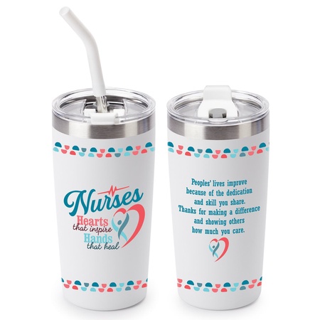 Nurses Stainless Steel Vaccum Tumbler with Straw