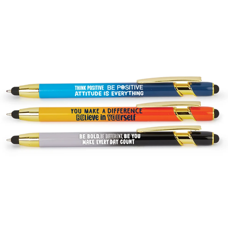 Positive Affirmations Metal Stylus 3-Pen Assortment