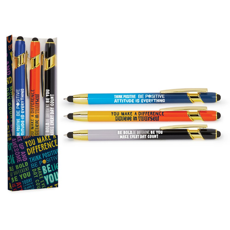 Positive Affirmations Metal Stylus 3-Pen Assortment